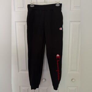 Champion Black Joggers with Elastic Cuffs and Logo